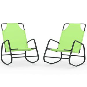vidaXL Șezlonguri balansoare, 2 buc., verde, oțel și textilenă