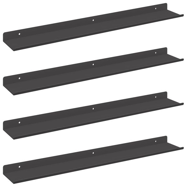 vidaXL Raft suspendat Pe perete 4 pcs Negru 60 x 8,5 x 2,5 cm Oțel