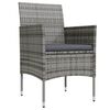vidaXL Set mobilier de grădină, cu perne, 3 piese, gri și negru