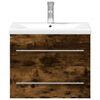 vidaXL Dulap pentru chiuvetă de baie lavoar &icirc;ncorporat, stejar fumuriu