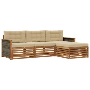 vidaXL Set de canapele de exterior cu pernă Natural și Bej