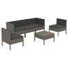 vidaXL Set mobilier de grădină cu perne, 6 piese, gri, poliratan