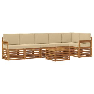 vidaXL Set de canapele de exterior 7 buc. Natural și Bej Poliester