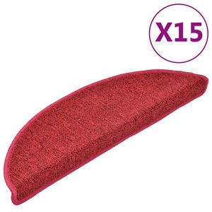vidaXL Covorașe scări, 15 buc., 56x17x3 cm, semirotunde, roșii