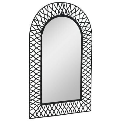 vidaXL Oglindă de perete de grădină, negru, 50 x 80 cm, arcuită