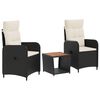 vidaXL Set de lounge pentru grădină 3 buc. Negru și Alb crem