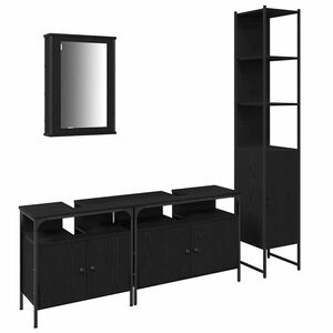 vidaXL Set de mobilier pentru baie 4 buc. Stejar Negru