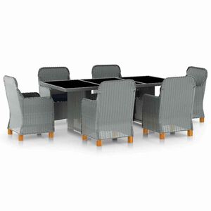 vidaXL Set mobilier de exterior cu perne,7 piese,gri deschis,poliratan