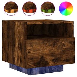 vidaXL Noptiere cu lumini LED, stejar fumuriu, 40x39x37 cm