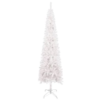 vidaXL Brad de Crăciun pre-iluminat slim, set globuri, alb, 210 cm