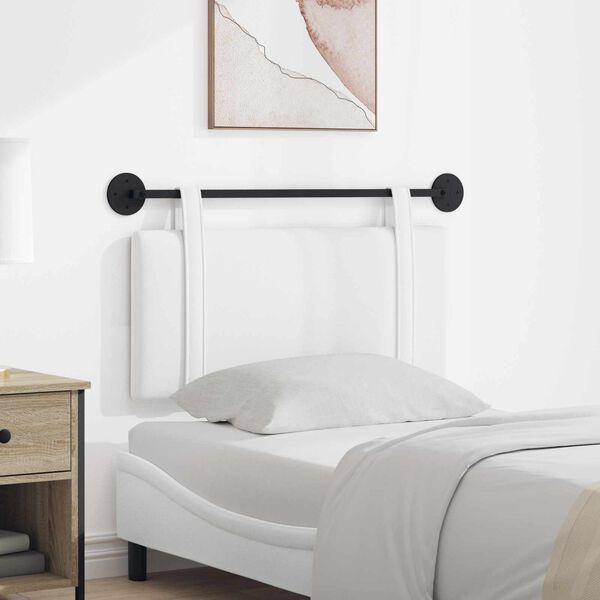 vidaXL Cap de pat suspendat Pe perete Alb 90 x 55 x 5 cm țesătură