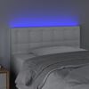 vidaXL Tăblie de pat cu LED, alb, 100x5x78/88 cm, piele ecologică