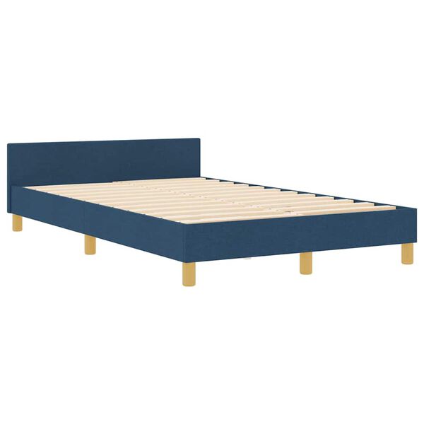 vidaXL Cadru de pat cu headboard albastru 120 x 190 cm țesătură