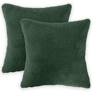 vidaXL Husă pentru pernă 2 pcs HEERLEN Verde &icirc;nchis 30 x 30 cm Boucl&eacute;