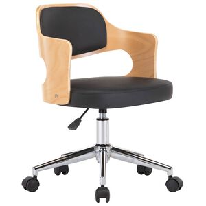 Scaun de bucătărie pivotant, negru, lemn curbat & piele ecologică