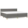 vidaXL Pat box spring cu saltea, gri &icirc;nchis, 200x200 cm, textil