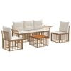 vidaXL Set de canapele de exterior 6 pcs Alb Natural și Crem Poliester