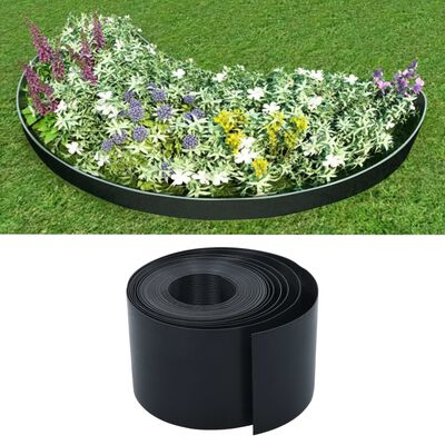 vidaXL Bordură de grădină, negru, 10 m, 15 cm, PE
