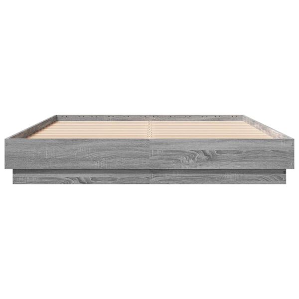 vidaXL Cadru de pat, gri sonoma, 160x200 cm, lemn prelucrat