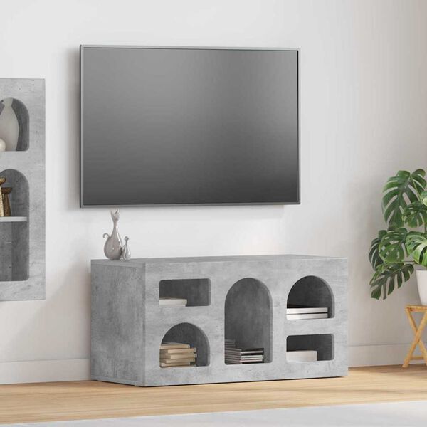 vidaXL Cabinet TV Gri din beton 80 x 35 x 40 cm Lemn compozit