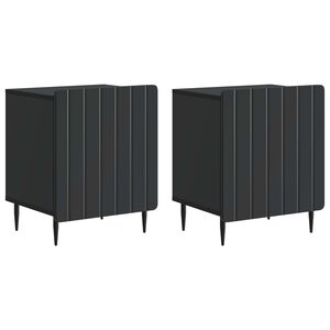 vidaXL Dulap de noapte 2 pcs Negru 43 x 34,5 x 52 cm Lemn prelucrat