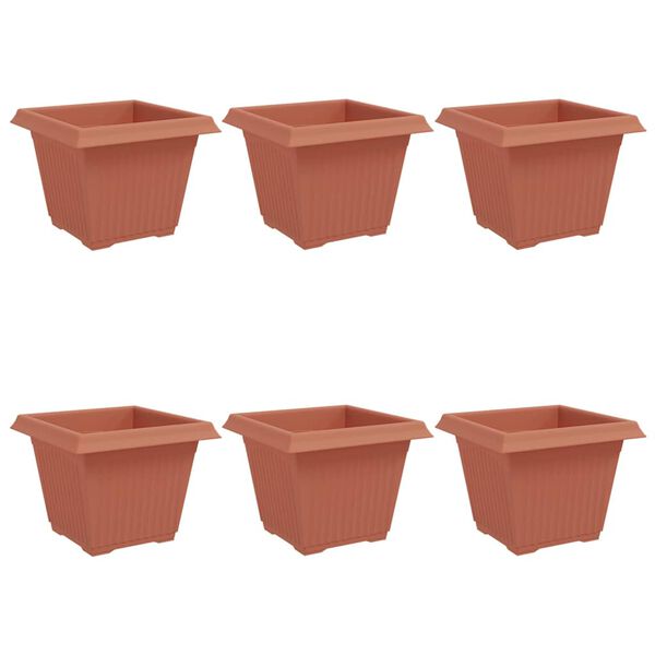 vidaXL Vază pătrată pentru flori 6 pcs Roșu cărămidă Plastic