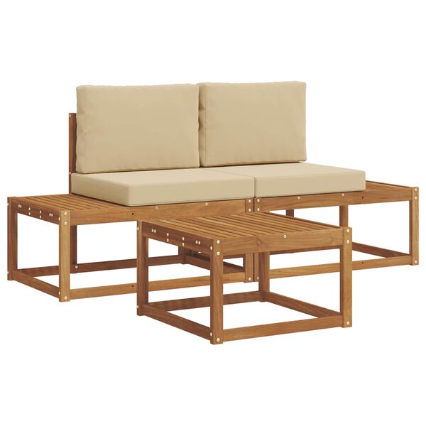 vidaXL Set de canapele de exterior cu pernă 3 pcs natural