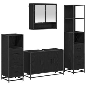 vidaXL Set de mobilier pentru baie 4 pcs Stejar Negru Lemn compozit
