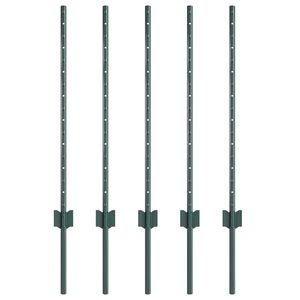 vidaXL St&acirc;lp de gard. 5 pcs Verde 120 cm Oțel