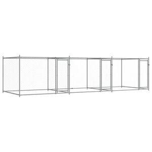 vidaXL Cușcă pentru c&acirc;ini cu uși, gri, 6x2x1,5 m, oțel galvanizat