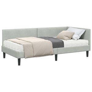 vidaXL Cadru de pat colțar cu saltea 2 buc. Gri deschis 80 x 200 cm