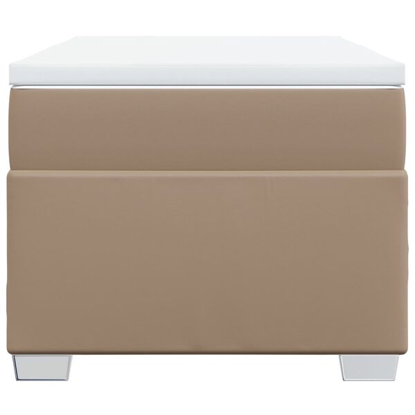 vidaXL Pat box spring cu saltea, cappuccino, 100x200cm piele ecologică