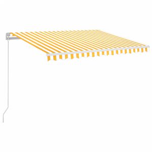 vidaXL Copertină retractabilă manual cu LED, galben și alb, 350x250 cm