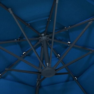 vidaXL Umbrelă de soare 4 niveluri, stâlp de aluminiu, azuriu, 3x3 m
