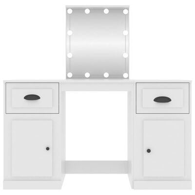 vidaXL Masă de toaletă cu LED, alb, 130x50x132,5 cm