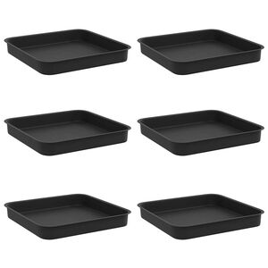 vidaXL Tavă Pătrată pentru Flori 6 pcs Negru 15 x 15 x 2 cm Plastic