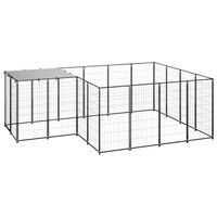 vidaXL Padoc pentru câini, negru, 6,05 m², oțel