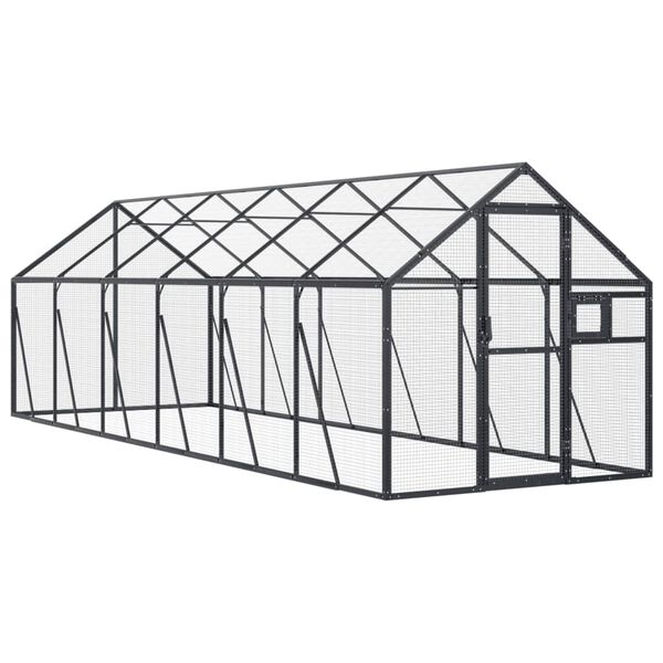 vidaXL Volieră de păsări, antracit, 1,79x6x1,85 m, aluminiu
