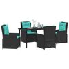 vidaXL Set de masă pentru grădină 5 pcs Negru Rattan poli