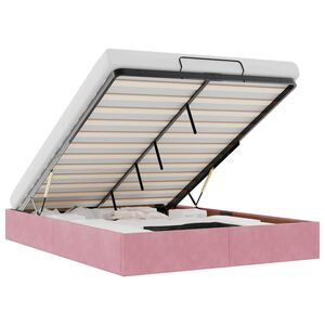 vidaXL Cadru pat otoman fără saltea roz 140x190 cm catifea