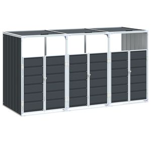 vidaXL Depozit pubele cu roți triple, antracit, 216x81x115 cm, oțel