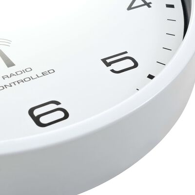 vidaXL Ceas de perete controlat prin semnal radio, cuarț, alb, 31 cm