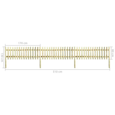 vidaXL Gard din șipci, 5,1 m, 130 cm, 5/7 cm, lemn de pin tratat