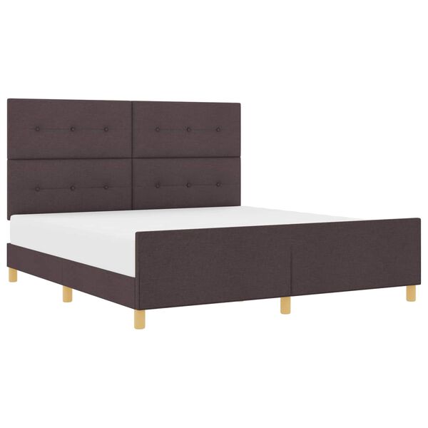 vidaXL Cadru de pat cu headboard Maro &icirc;nchis 180 x 200 cm țesătură