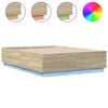 vidaXL Cadru de pat cu LED stejar sonoma 135x190 cm lemn prelucrat