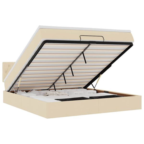 vidaXL Cadru de pat otoman cu saltea crem 180x200cm stofa
