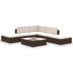 vidaXL Set mobilier de grădină cu perne, 6 piese, maro, poliratan