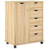 vidaXL Cabinet mobil cu roata Maro 63,5 x 39 x 79 cm Lemn de pin masiv