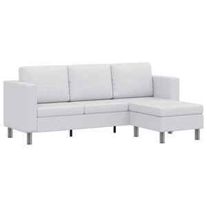 vidaXL Canapea modulară cu 3 locuri, piele artificială, alb