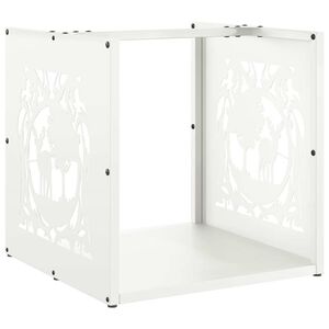 vidaXL Suport pentru lemne de foc alb 40x40x40 cm Oțel laminat la rece